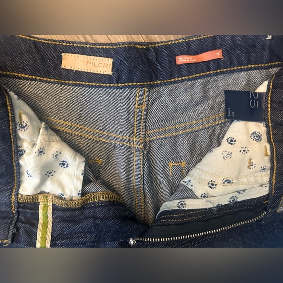 Pilcro Anthropologie Wide Leg Dark Wash Jeans “The Annie” Sz 25 - Picture 2 of 11